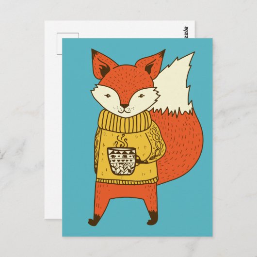Cute Fox briefkaart (Voorkant / Achterkant)