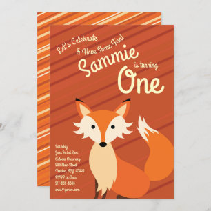 Cute Fox coloré 1er anniversaire Invitations