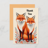 Cute Fox Couple Bedankkaart (Voorkant / Achterkant)