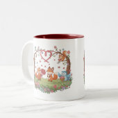 Cute Fox Couple Love Heart Mug (Devant gauche)