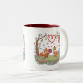 Cute Fox Couple Love Heart Mug (Devant droit)