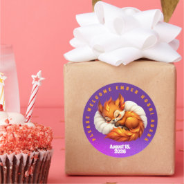 Cute Fox Cub Asleep in Starry Night Sky Ronde Sticker