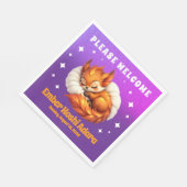 Cute Fox Cub Asleep in Starry Night Sky Servet (Hoek)