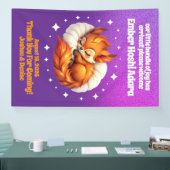 Cute Fox Cub Asleep in Starry Sky Baby Welcome Spandoek (Beurs)