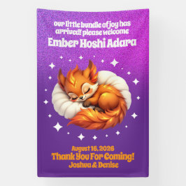 Cute Fox Cub Asleep in Starry Sky Baby Welcome Spandoek