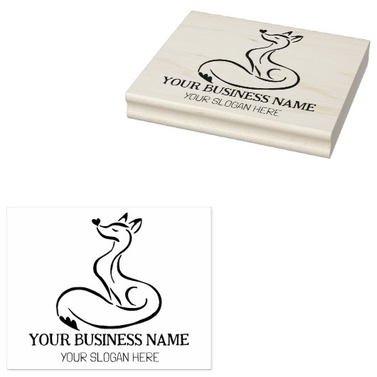 Cute Fox Custom Business, groot Rubberstempel (Gestempeld)