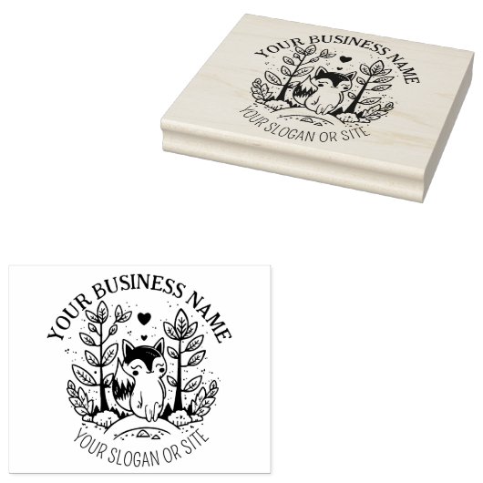 Cute Fox, Custom Business, Large Rubberstempel (Gestempeld)