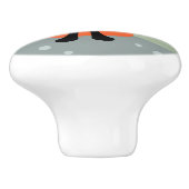 Cute fox die op bossteen zit keramische knop (Zijkant)