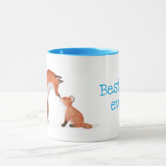 Cute fox en cub 'Best Dad ever' mok (Midden)