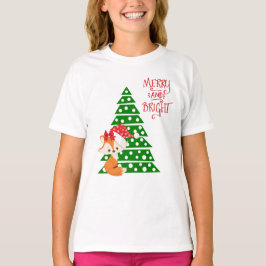 Cute Fox en kerstboom T-shirt
