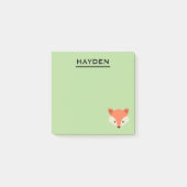 Cute Fox Face on Green Personalized Post-it® Notes (Voorkant)