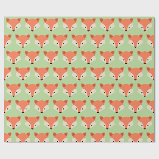 Cute Fox face Pattern on Green Cadeaupapier (Vlak)