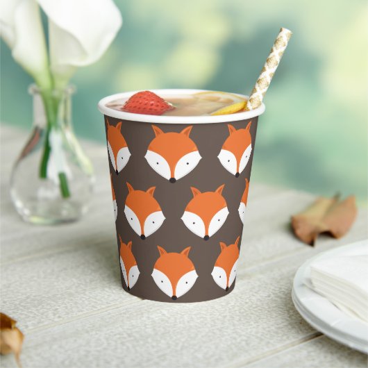 Cute Fox Face Pattern Papieren Bekers (Insitu)