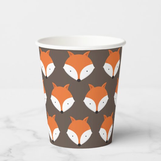 Cute Fox Face Pattern Papieren Bekers (Achterkant)