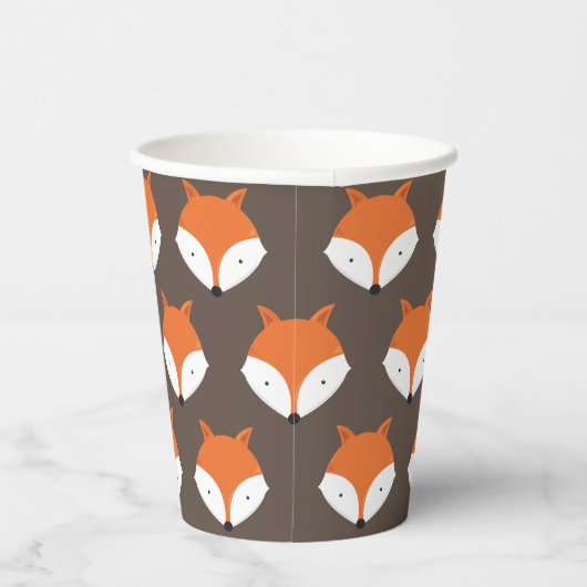 Cute Fox Face Pattern Papieren Bekers (Rechts)