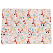 Cute Fox Floral Pink Design Groot Cadeauzakje (Voorkant)
