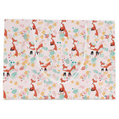 Cute Fox Floral Pink Design Groot Cadeauzakje (Achterkant)