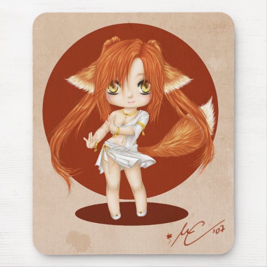 Cute Fox Girl Mousepad Muismat (Voorkant)