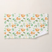 Cute Fox Green Feuilles Solid Green Serviette (Serviette à main)