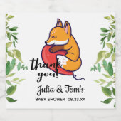 Cute Fox Hartelijk dank Baby shower Likeurfles Etiket (Enkel label)
