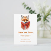 Cute Fox in a Red Scarf Autumn Image Aankondigingskaart (Staand voorkant)