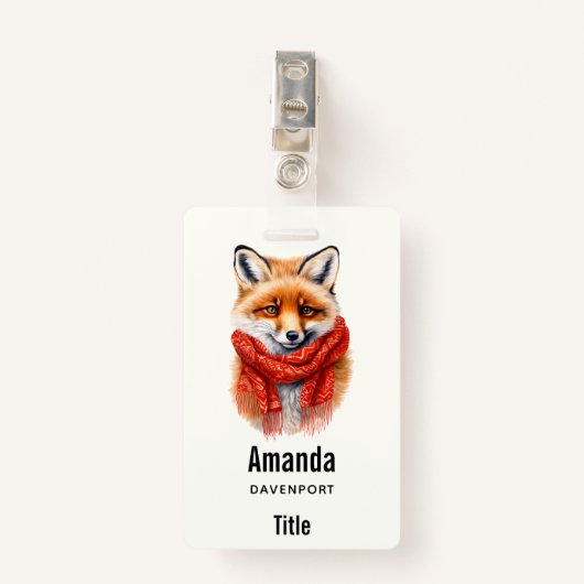 Cute Fox in a Red Scarf Autumn Image Badge (Voorkant met clip)