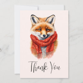 Cute Fox in a Red Scarf Autumn Image Bedankkaart
