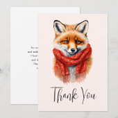 Cute Fox in a Red Scarf Autumn Image Bedankkaart (Voorkant / Achterkant)