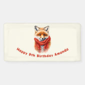 Cute Fox in a Red Scarf Autumn Image Birthday Spandoek (Horizontaal)