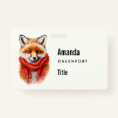 Cute Fox in a Red Scarf Autumn Image Business Badge (Voorkant)