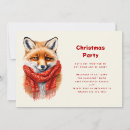 Cute Fox in a Red Scarf Autumn Image Christmas Kaart