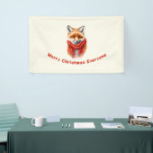 Cute Fox in a Red Scarf Autumn Image Christmas Spandoek (Beurs)