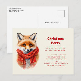 Cute Fox in a Red Scarf Autumn Image Christmas Uitnodiging Briefkaart