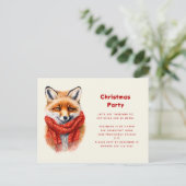 Cute Fox in a Red Scarf Autumn Image Christmas Uitnodiging Briefkaart (Staand voorkant)