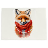 Cute Fox in a Red Scarf Autumn Image Groot Cadeauzakje (Voorkant)