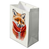 Cute Fox in a Red Scarf Autumn Image Medium Cadeauzakje (Voorkant Gekanteld)