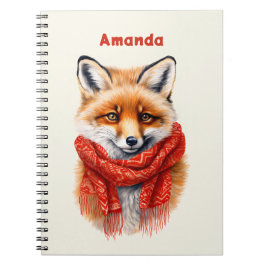 Cute Fox in a Red Scarf Autumn Image Notitieboek