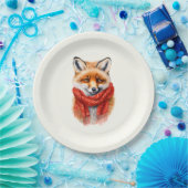 Cute Fox in a Red Scarf Autumn Image Papieren Bordje (Feest)
