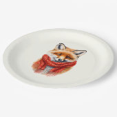 Cute Fox in a Red Scarf Autumn Image Papieren Bordje (Gekanteld)