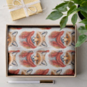 Cute Fox in a Red Scarf Autumn Image Pattern Tissuepapier (Geschenk)