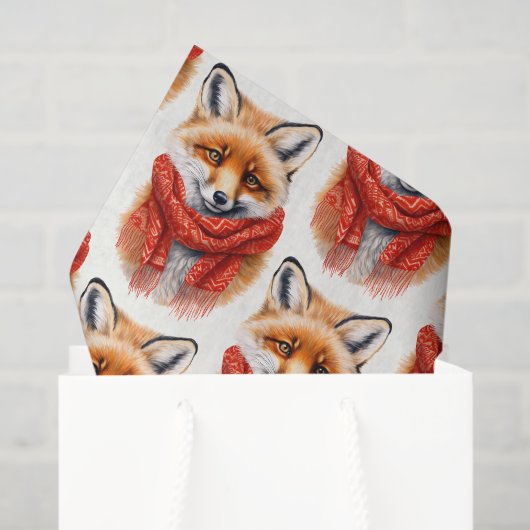 Cute Fox in a Red Scarf Autumn Image Pattern Tissuepapier (Cadeauzakje)