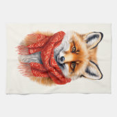 Cute Fox in a Red Scarf Autumn Image Theedoek (Horizontaal)