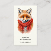 Cute Fox in a Red Scarf Autumn Image Visitekaartje (Voorkant)
