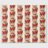 Cute Fox in a Red Scarf Autumn Pattern Cadeaupapier (Vlak)