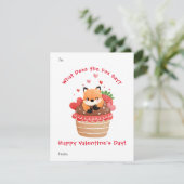 Cute Fox in Cupcake Aangepaste Kinder Valentijnsda Feestdagenkaart (Staand voorkant)