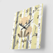 Cute Fox in Woodland Setting Vierkante Klok (Hoek)