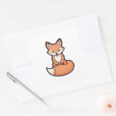 Cute Fox – Kawaii Illustration Vierkante Sticker (Envelop)