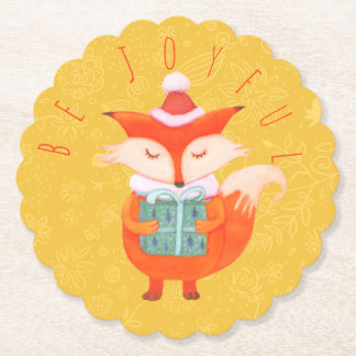 Cute Fox-kerstpapieren Onderzetter