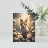 Cute Fox met bloemen Briefkaart (Staand voorkant)