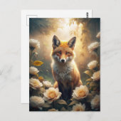 Cute Fox met bloemen Briefkaart (Voorkant / Achterkant)
